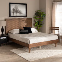 Baxton Studio Nicola-Ash Walnut-Full Baxton Studio Nicola Mid-Century Modern Transitional Ash Walnut Finished Wood Full Size Platform Bed